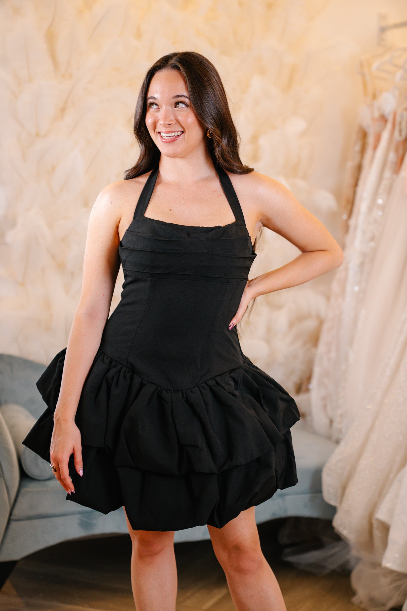 Lisa Halter Ruffled Bubble Mini Dress